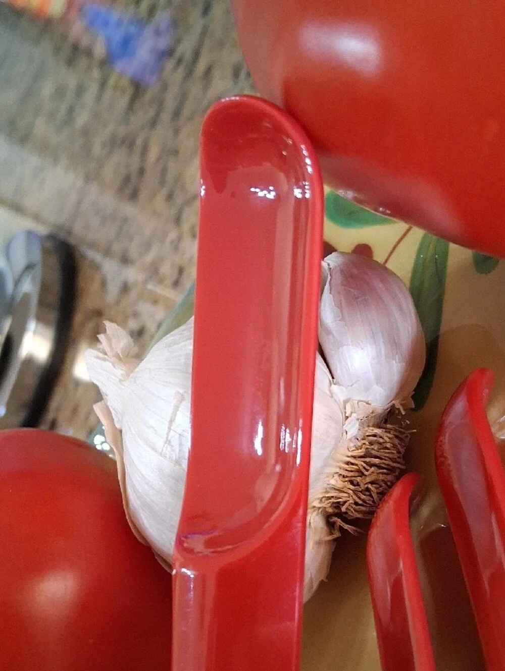 PREPARA Taco Spoon. Red Talavera. Set Of 4. Small Scrape Curved Serving Spoon.